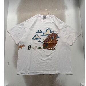 Vintage Gopher Sport Noahs Ark T Shirt XL White Made in USA Animals 90s Wrap